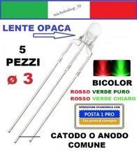 diodo led bicolore rosso/verde 3pin catodo/anodo comune diametro 3 lente opaca