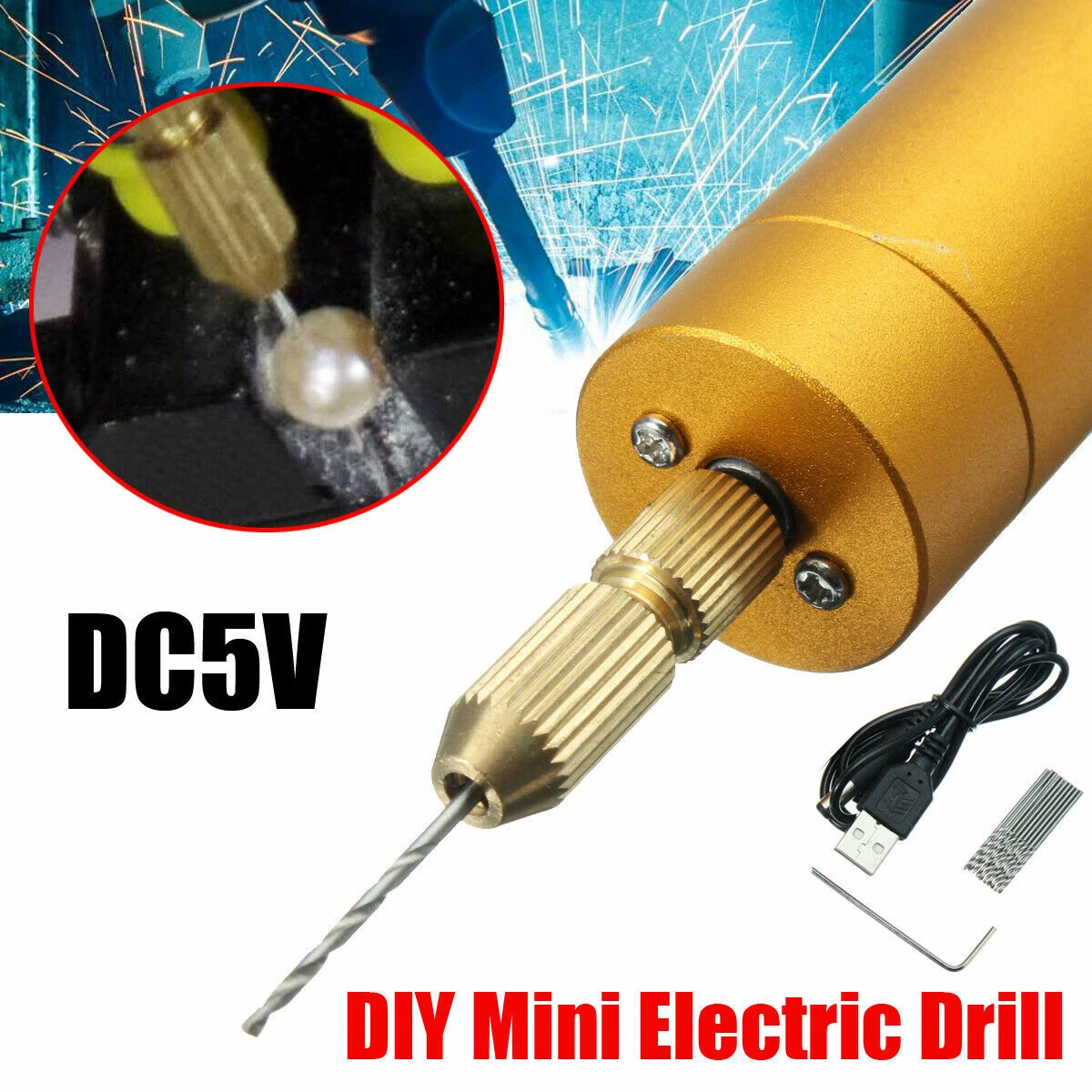 DIY Mini Micro Small Electric Aluminum Hand Drill DC 5V for Motor PCB Set  Tool