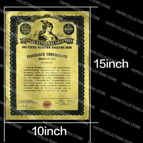 Bono de oro alemán de 1924 1000 billetes colección de billetes marca de agua y número de serie - Imagen 8 de 8