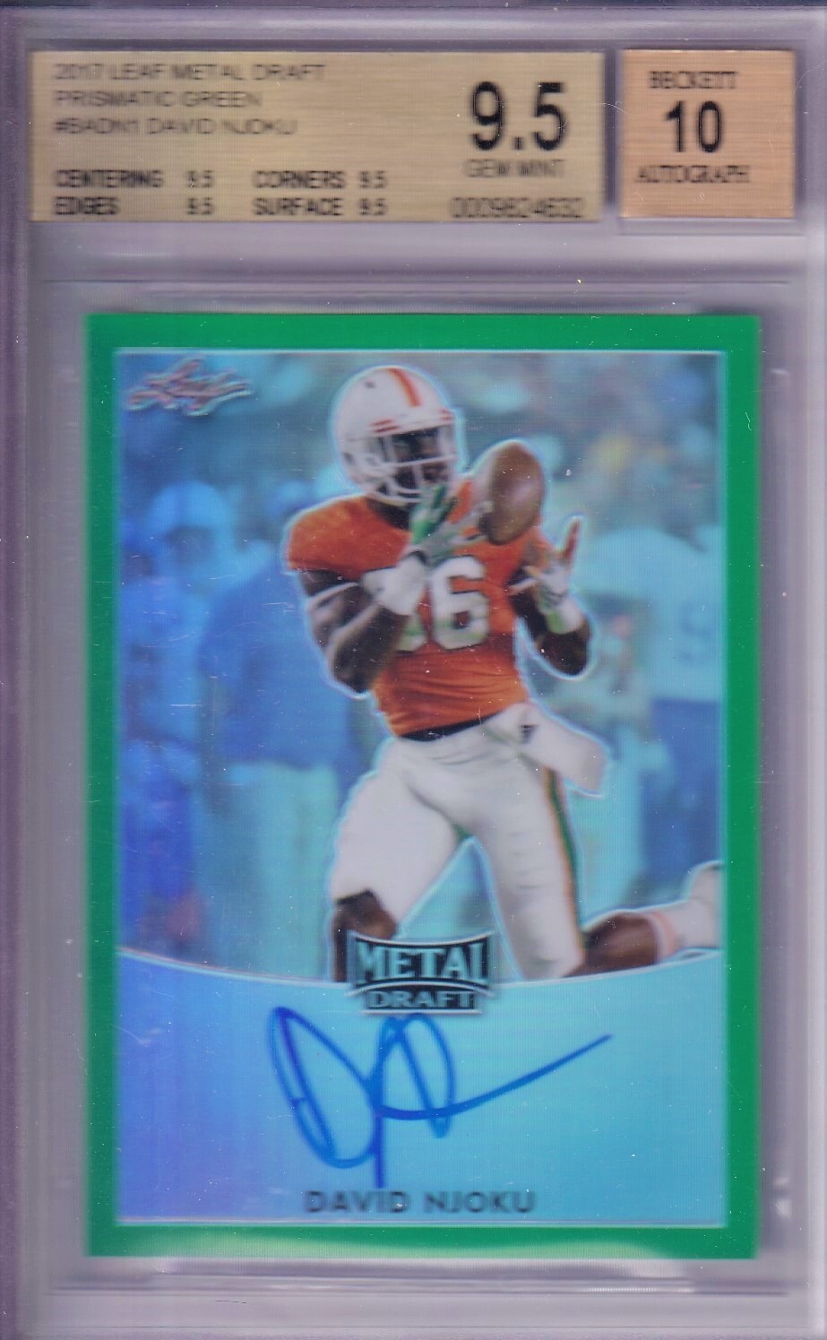 David Njoku Leaf Metal Draft Touchdown Kings Autographs #DN1 Green Prismatic