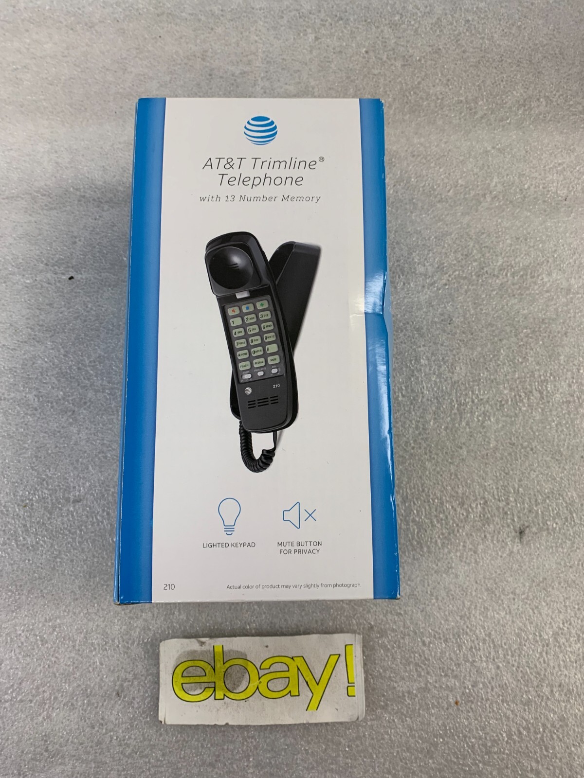 SEALED AT&T 210 Trimline Black Telephone Corded Lighted Keypad FREE SHIPPING