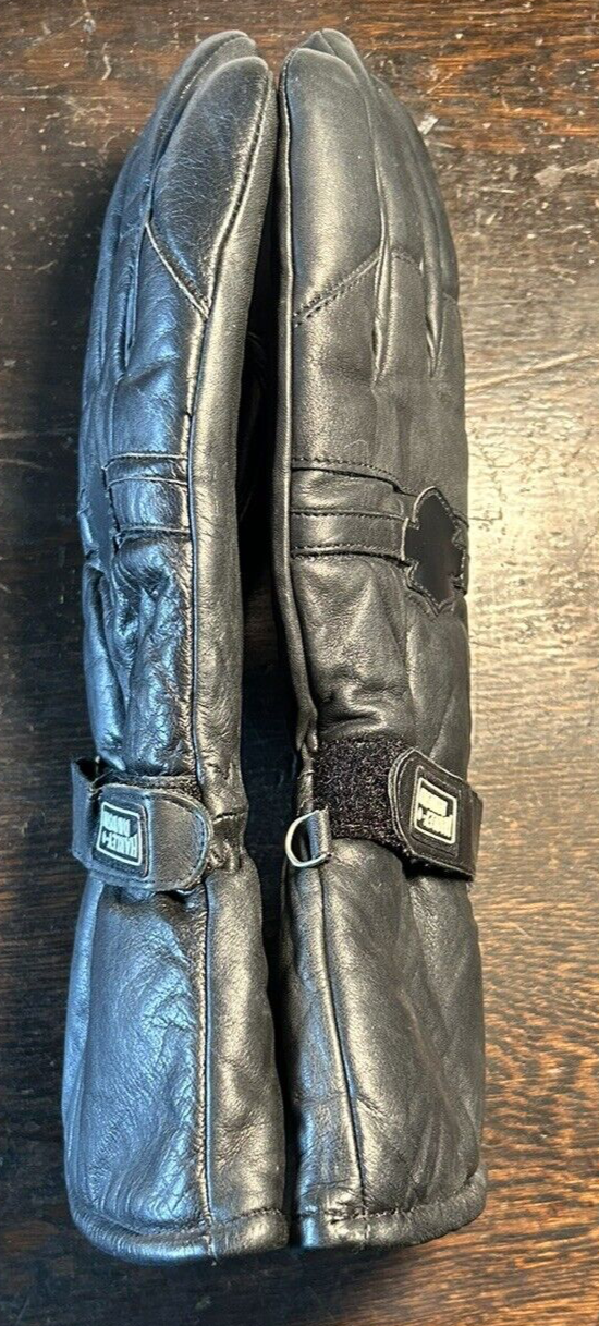 Pair Men's Harley Davidson XL Black Leather Insulated Motorcycle Gloves