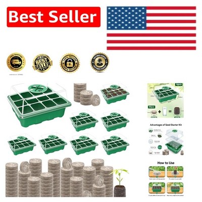 96-Cell Seed Starter Tray Set - 8 Pack with Temperature Control & Drainage Holes
