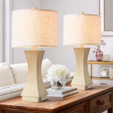 24.5" Modern Table Lamp Set of 2, 3-Way Dimmable Bedside Lamps with USB C  A...