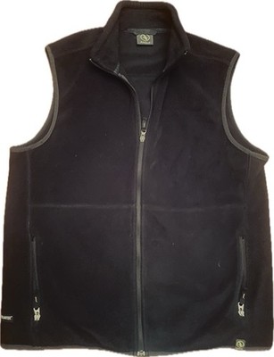 AIGLE Mens Fleece Vest Size XL Black  Zip Up Polartec Outdoor Casual