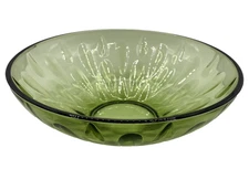 Vintage (1970s) Hazel Atlas Hazelware Lyric Optic Glass Bowl, Avocado Green, 9"