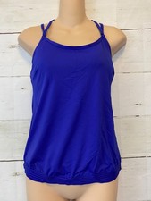 Athleta Blue Tankini Swim Cross Back Blousy Top Size 34B 34B/C Swimsuit C44