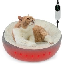 Pet Heating Bed Cats Electric Outdoor Donut Dog Warming Bed with Chew Resistant