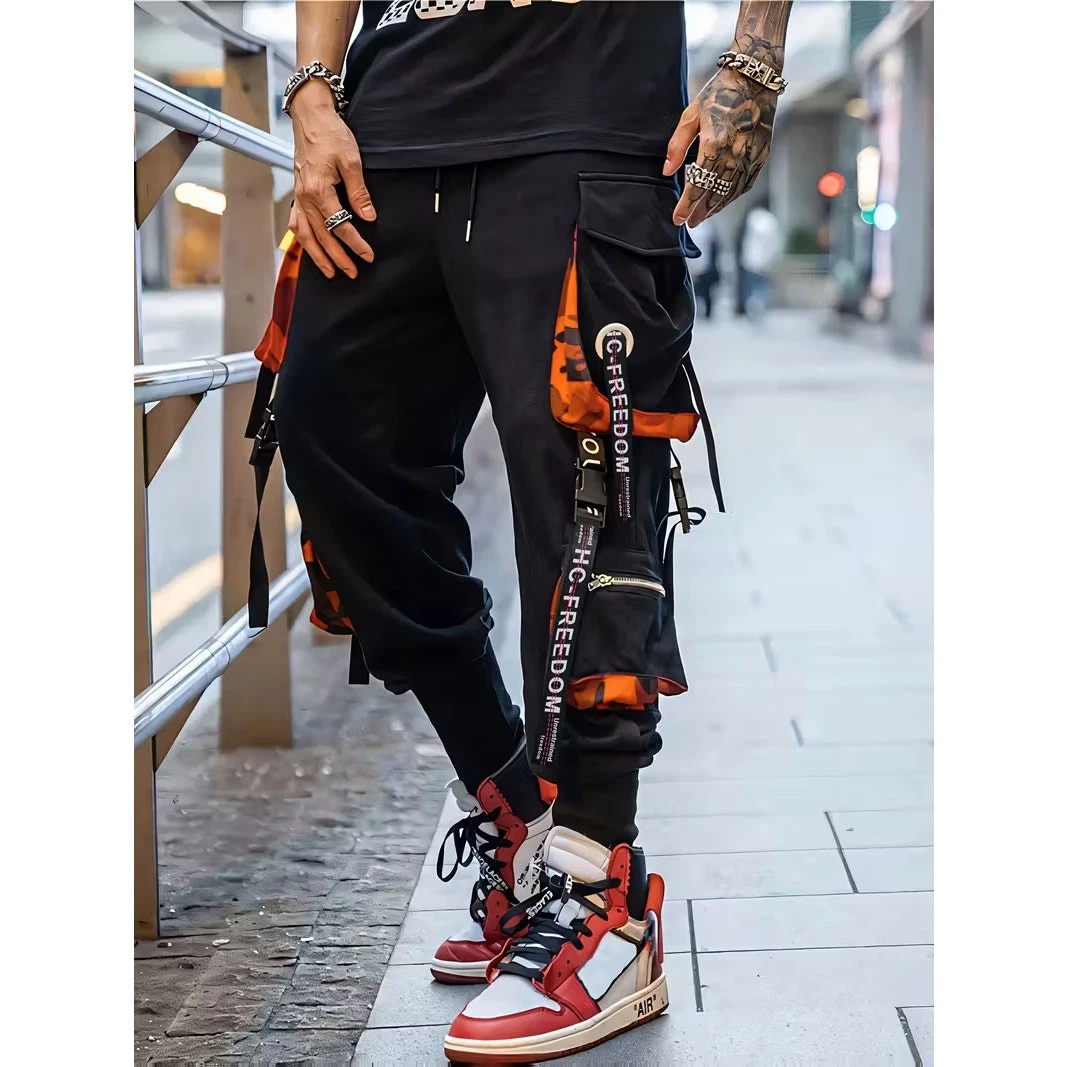 Men's Techwear Jogger Skater Pants Streetwear Cargo Trousers w/ Straps XL