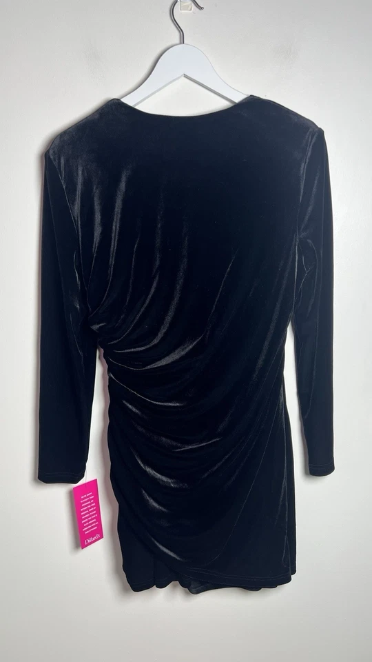 Vestido Corto Alex Marie Nikki Terciopelo Cuello en V Elástico Acanalado Imitación Envolvente Pequeño 10 Foto 4 de 4