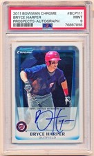 2011 Bowman Chrome Bryce Harper Prospect Autographs Auto Rc #BCP111 PSA 9