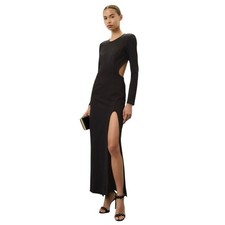 Nicholas Zaire Open Back Gown Black Long Sleeve Cutout back Womens 2