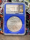 2017-(P)  $1 Silver American Eagle Graded by NGC as MS69 Blue Core Slab