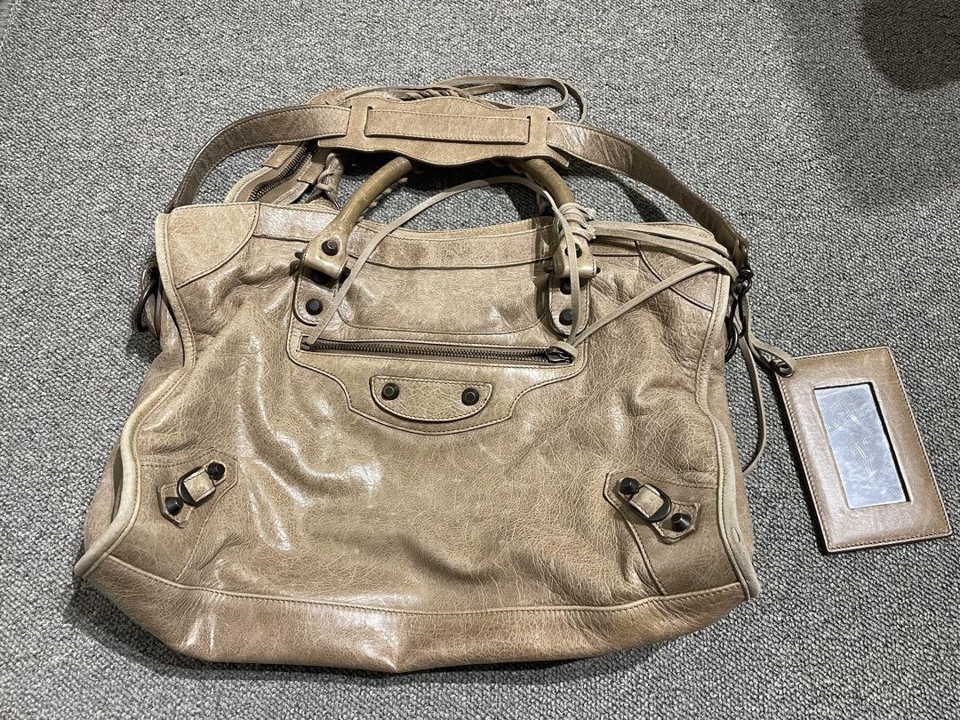 Balenciaga Leather Shoulder Bag Handbag City Brown Women France