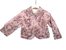 Gap LoveShackFancy Baby Girl Pink Floral Denim Jacket 18-24 Months