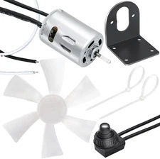 6" RV Vent Fan Blade with 12V D-Shaft Motor, ON/OFF Switch & Mounting Bracket