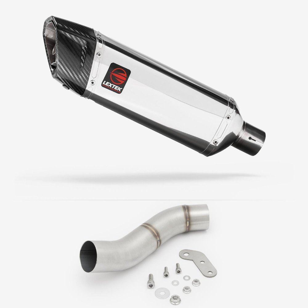 Lextek SP4 Polished Stainless Steel Exhaust 300mm for Ducati Monster 797 (17-18)