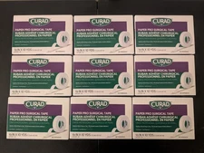 lot of 9 box Medline Curad  Surgical Tape NON280012  1/2 in x 10 YDS 24 Rolls