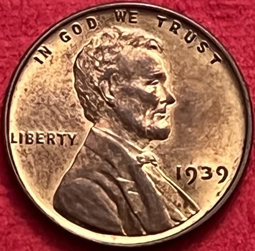 1939 Lincoln Wheat penny AU Lustrous Red Brown Sharp Strike JC1215