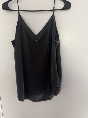 Express Women s Gray Velvet Cami Tank Top Small Spaghetti Strap Lined NWT