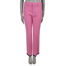 73611 auth GUCCI pink viscose 2019 GROSGRAIN TRIM CREPE SUIT Pants 42 M
