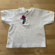 Vintage 90s Barney The Lyons Group Mighty Mac Henley T-Shirt Size 3T Ribbed