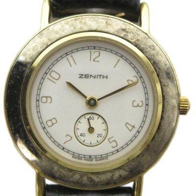 ZENITH 19.0070.880 Watch Vintage Small Seconds Leather Strap White Dial Gold