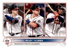 2022 Topps #181 NL RBI Leaders (Adam Duvall / Austin Riley / Ozzie Albies)