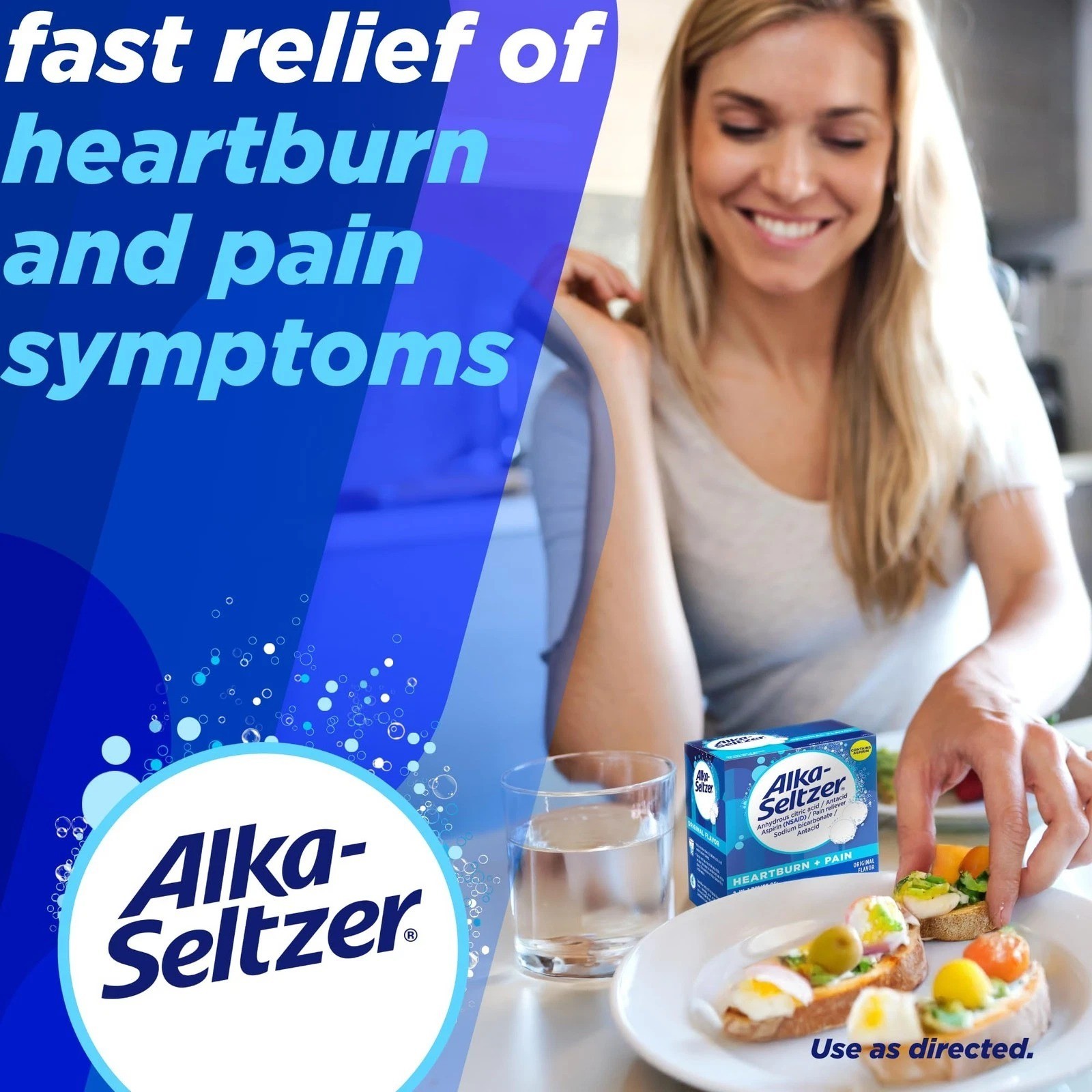 Alka-Seltzer Effervescent Tablets Original Flavor, Fast Multi-Symptom ...