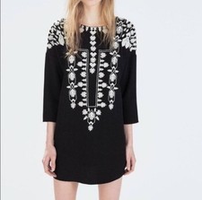 Zara black crochet embroidered Dress S