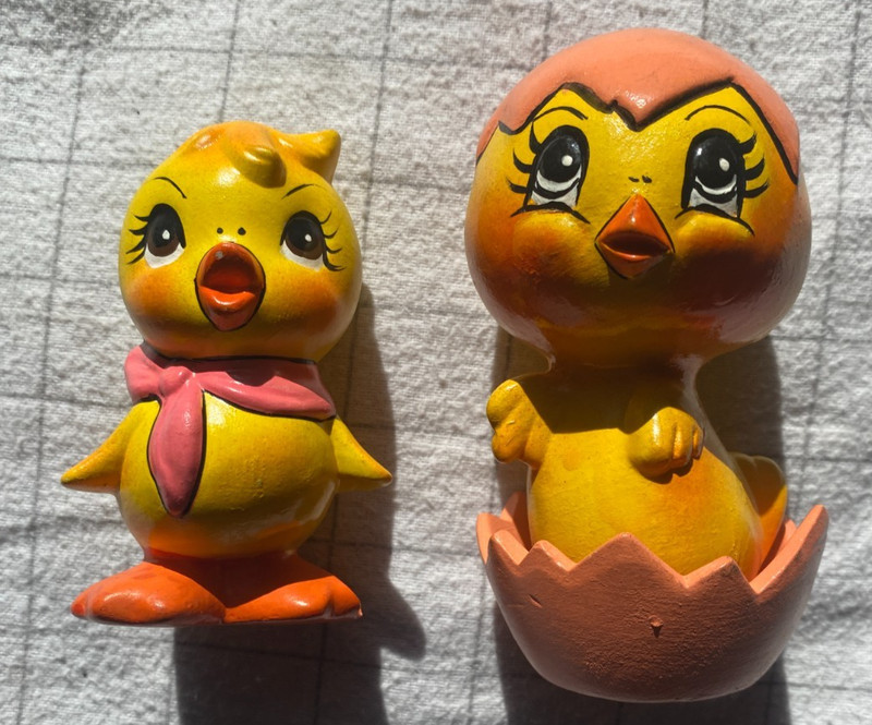 Vintage pair of Hand Painted Ceramic Chicks for Easter