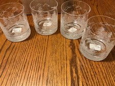 Pottery Barn Rustic Forest Double Old Fashioned Glasses Set of 4 NWT