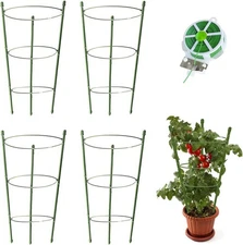 4 Pack Tomato Cage for Garden Plant Support, 18 inches Small Green 