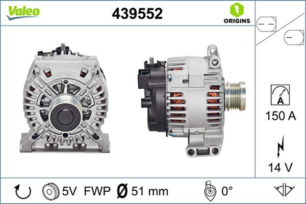 Lichtmaschine Generator Lima Valeo Origins - NEW O.E. Technologie 439552 150A-image