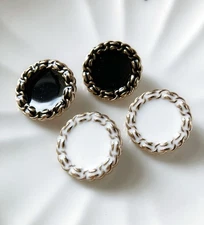 5pcs 20mm Gold glossy white black rope border round metal clothing shank buttons