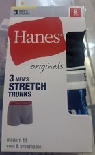 Hanes Originals Men's Small MoistureWicking Stretch Cotton Trunks Underwear 3Pk