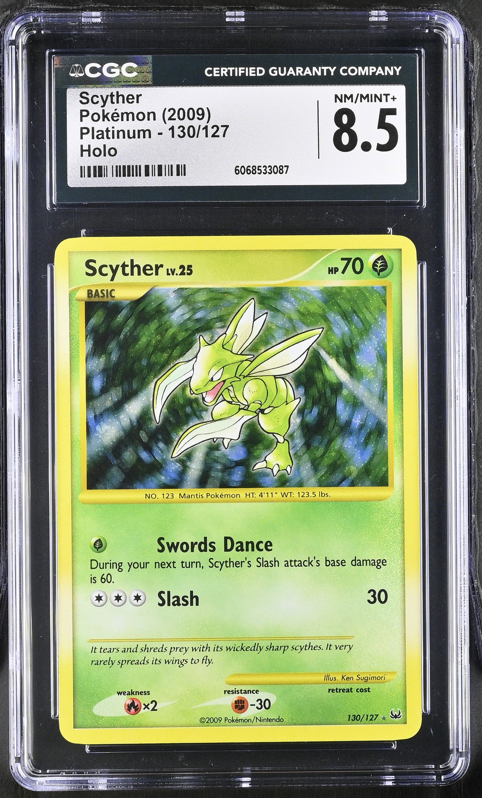 CGC 8.5 Scyther 2009 Platinum 130/127 Holo Pokemon Card
