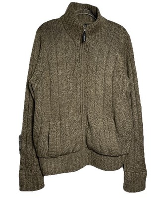 James Pringle Mens M Thick Full Zip Brown Cardigan Jacket Fleece Lined