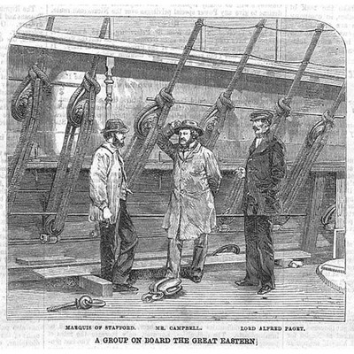 Gentlemen on Board the Great Eastern Stem Ship - Antique Print 1859