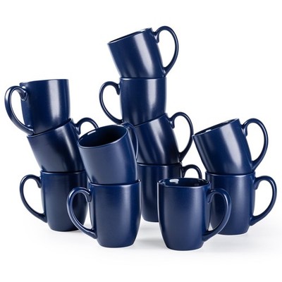 AmorArc 12 OZ Coffee Mugs, Matte Blue Coffee Cups with Large Handle for Man, Wom