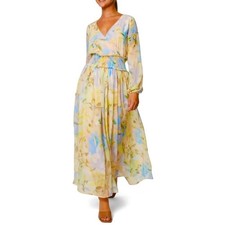 Laundry by Shelli Segal Long Sleeve Maxi Dress Yellow Floral Women’s Size 10
