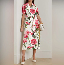 NWT Dolce & Gabbana White/Multicolor Floral Print Short Slv Maxi Dress 36/US 0