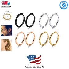 316L Surgical Steel Hoop Earrings, 6mm-20mm Huggie Earrings Men Hypoallergeni...