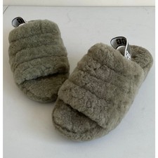 Ugg Fluff yeah Slide Sheepskin Shearling Slingback Strap Gray Slippers Size 7