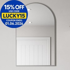 500 x 800mm Chrome Wall Mounted Bathroom Mirror Framed Modern Arched Design