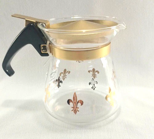 VTG PYREX Sm. Pitcher MCM Fleur de Lis For Single Serving  Coffee/tea or Creamer