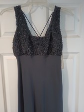 NEW/Tags Vintage Betsy Adam Size 4 Black Embellished Prom Wedding Formal Gown