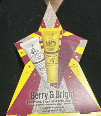 Dr. Paw Paw Lip Balm Trio Berry & Bright Shimmer Balm Original & Tinted Lot of 3