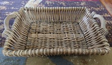 French Country Style Woven Bread/Gathering Basket W/Wood Handles 20" 16"