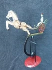 FOLK ART WHIRLIGIG KINETIC BALANCE SCULPTURE HORSE CARRIAGE METAL HAND PAINTED